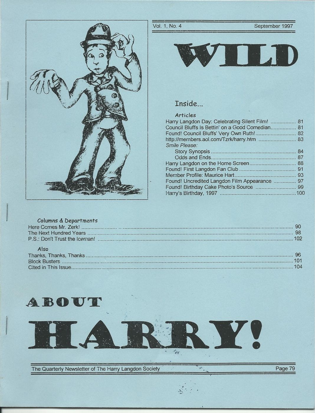 WILD ABOUT HARRY! magazine side cover Issue 4  Vol 1 No 4 September 1997