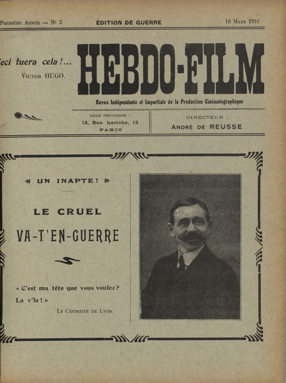 HEBDO-FILM magazine side cover Issue 3 18 March 1916