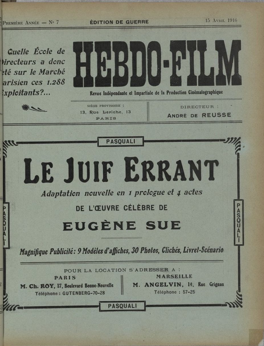 HEBDO-FILM magazine side cover Issue 7 15 April 1916
