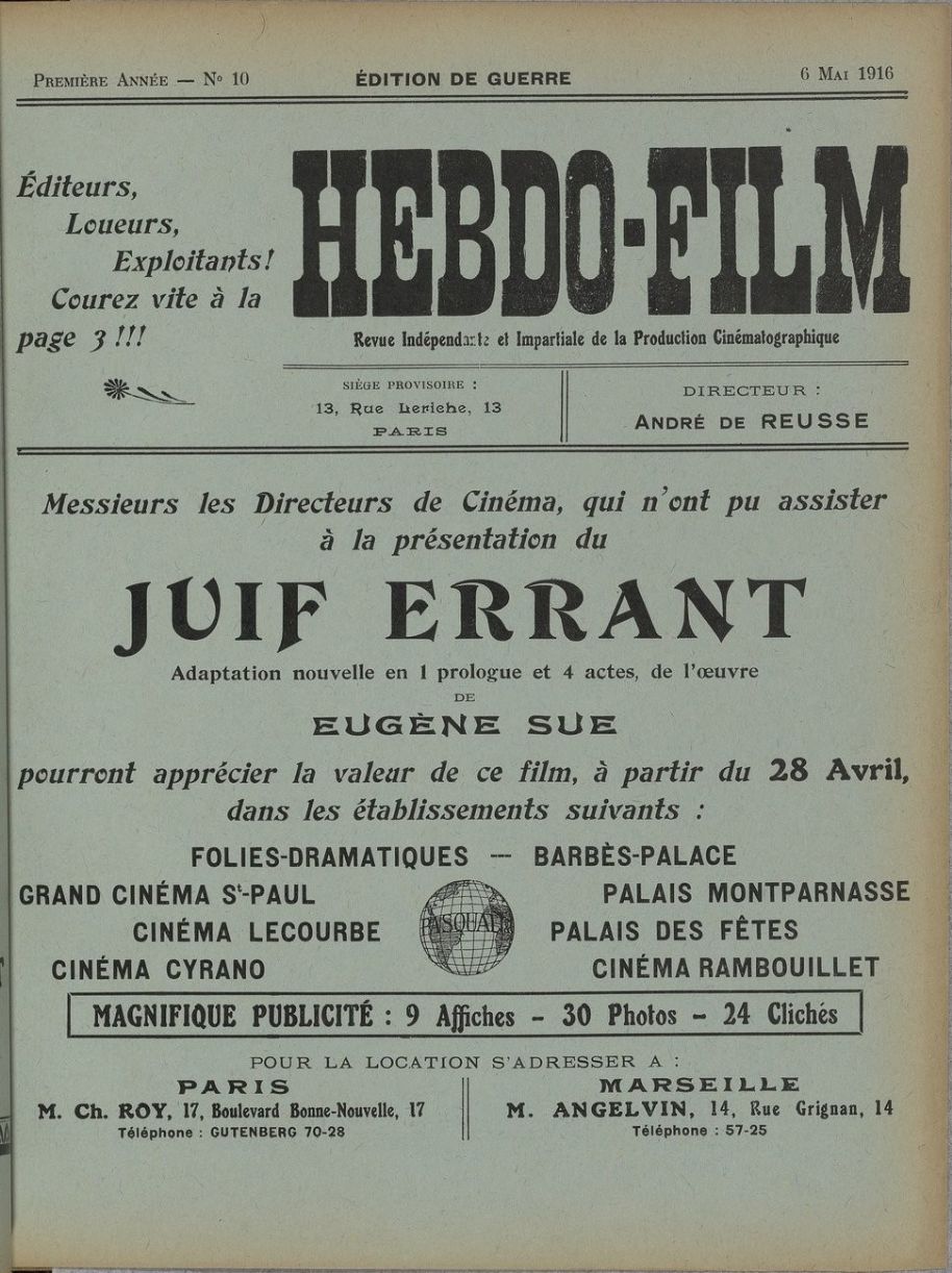 HEBDO-FILM magazine side cover Issue 10 6 May 1916