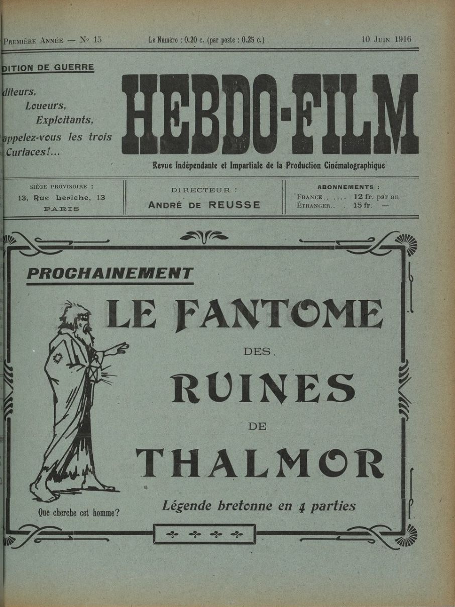 HEBDO-FILM magazine side cover Issue 15 10 June 1916