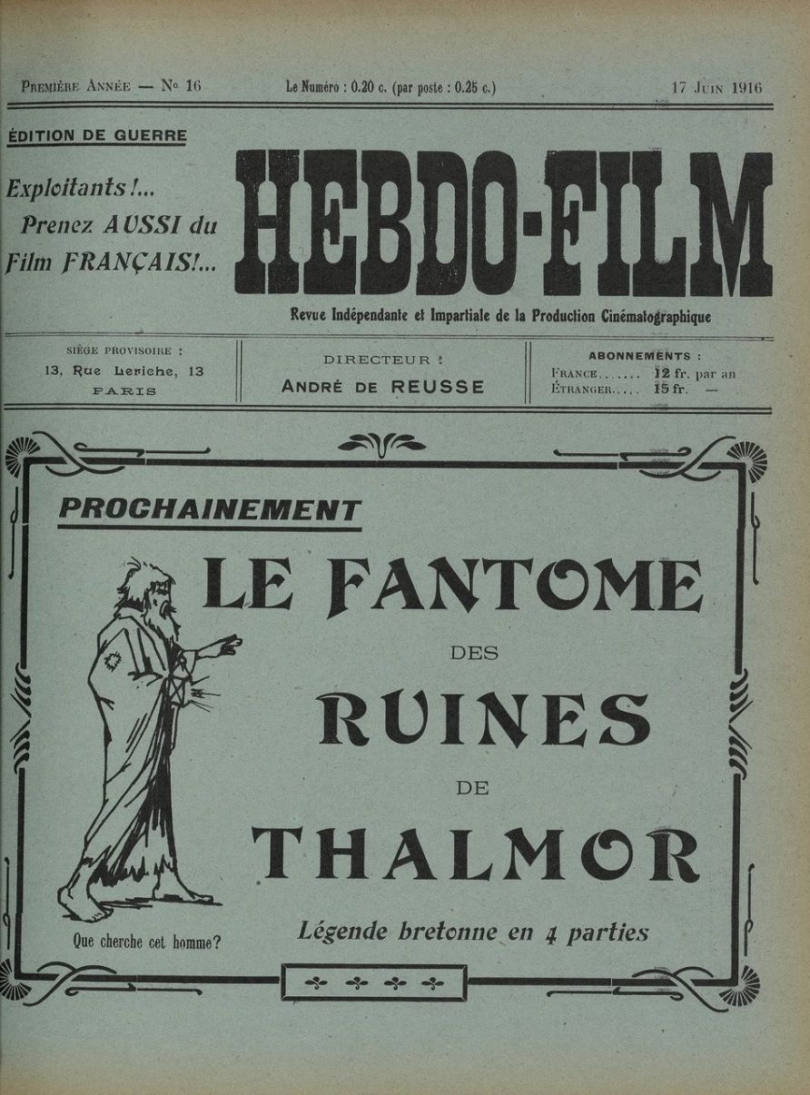 HEBDO-FILM magazine side cover Issue 16 17 June 1916