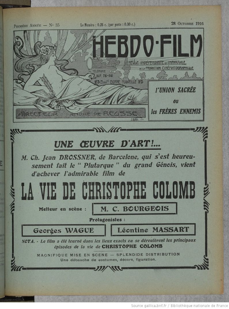 HEBDO-FILM magazine side cover Issue 35 28 October 1916