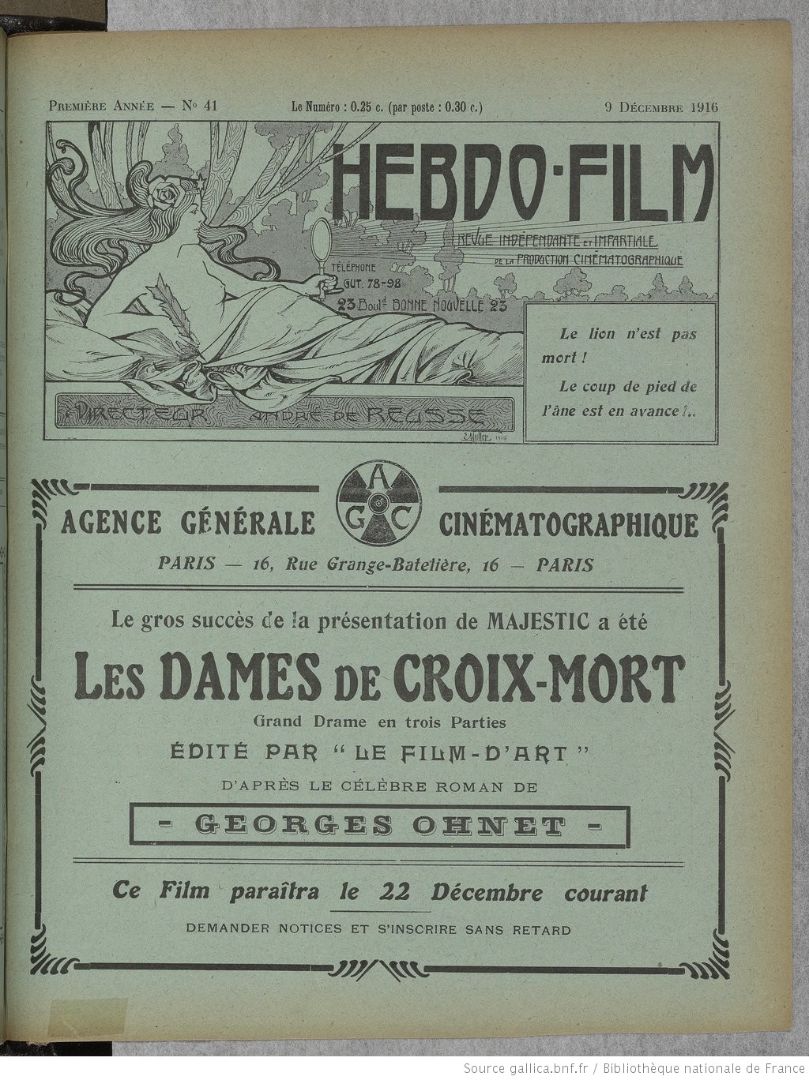 HEBDO-FILM magazine side cover Issue 41 9 December 1916