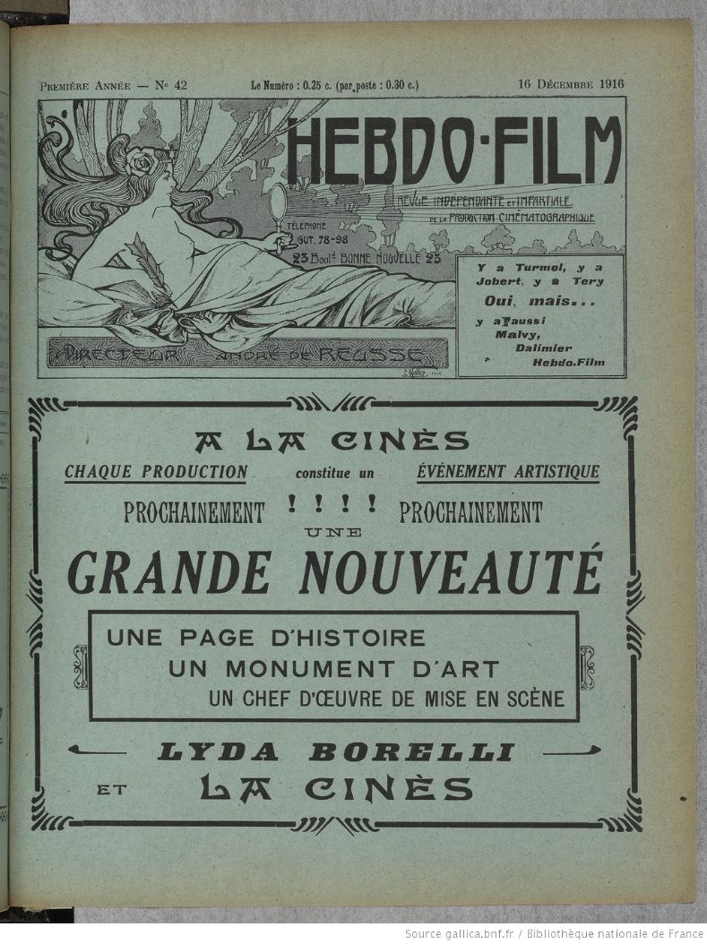HEBDO-FILM magazine side cover Issue 42 16 December 1916