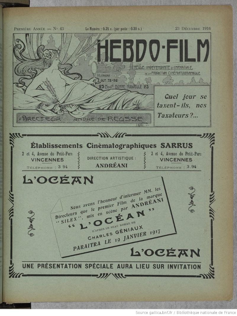 HEBDO-FILM magazine side cover Issue 43 23 December 1916