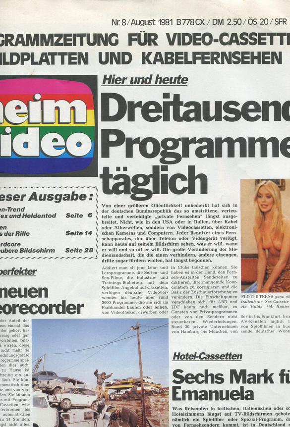HEIMVIDEO magazine side cover Issue 8  August 1981