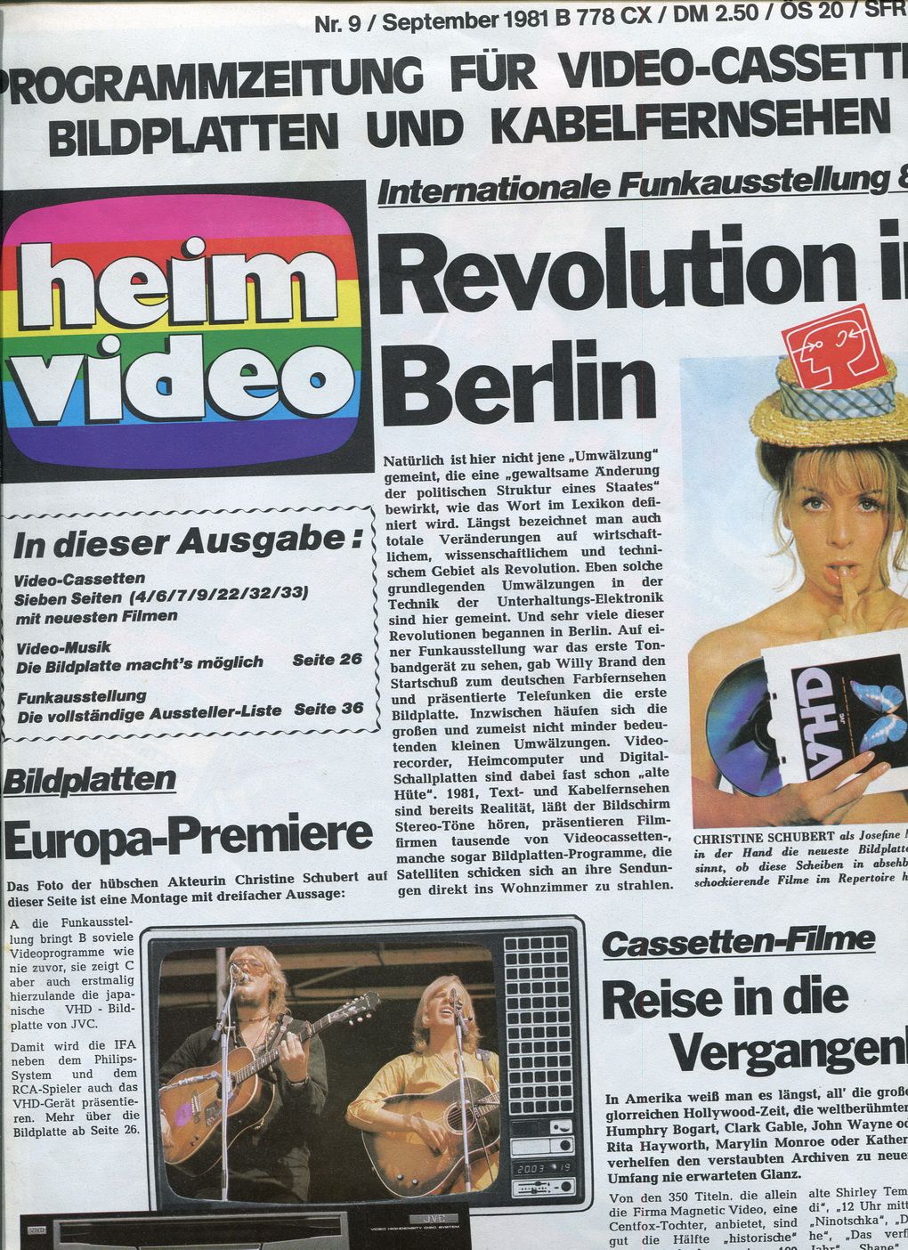 HEIMVIDEO magazine side cover Issue 9  September 1981