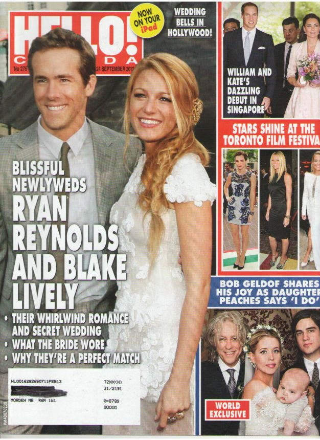 HELLO CANADA magazine side cover 24 September 2012