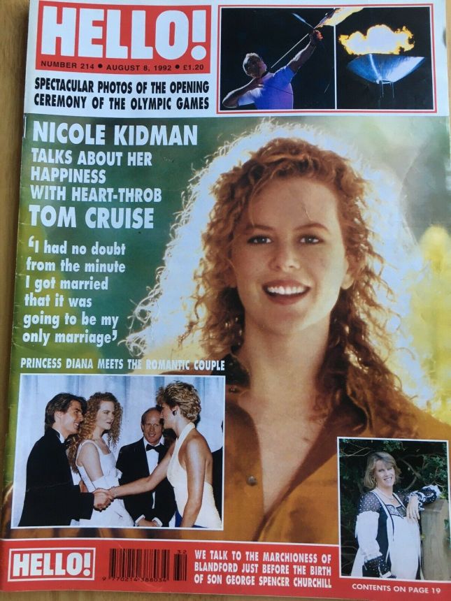 HELLO magazine side cover 8 August 1992