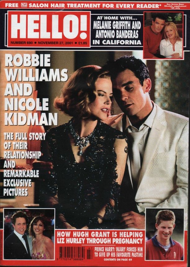HELLO magazine side cover 27 November 2001