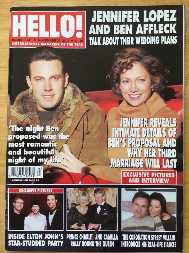 HELLO magazine side cover 26 November 2002