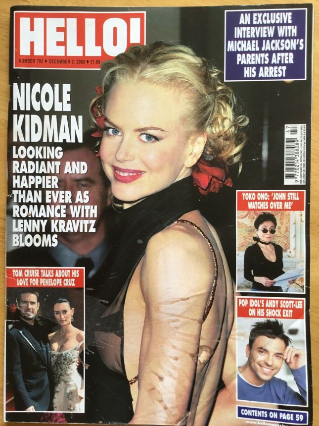 HELLO magazine side cover 2 December 2003