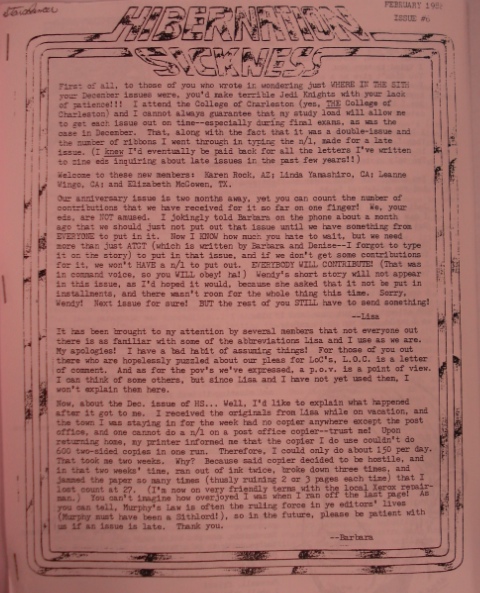 HIBERNATION SICKNESS magazine side cover Issue 6 February 1988