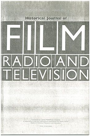 HISTORICAL JOURNAL OF FILM magazine side cover  Vol 1 No 2 October 1981