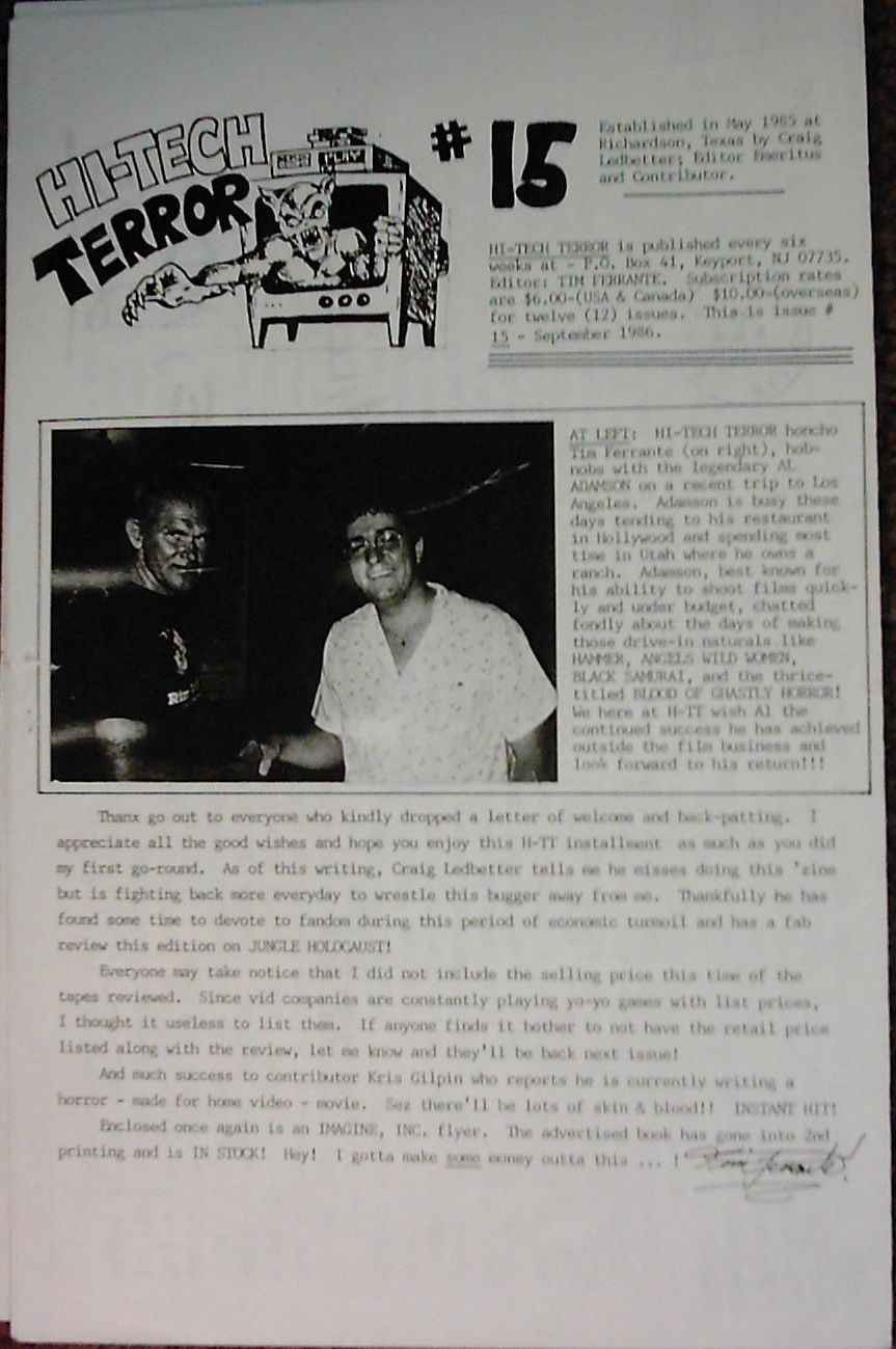 HI-TECH TERROR magazine side cover Issue 15 September 1986