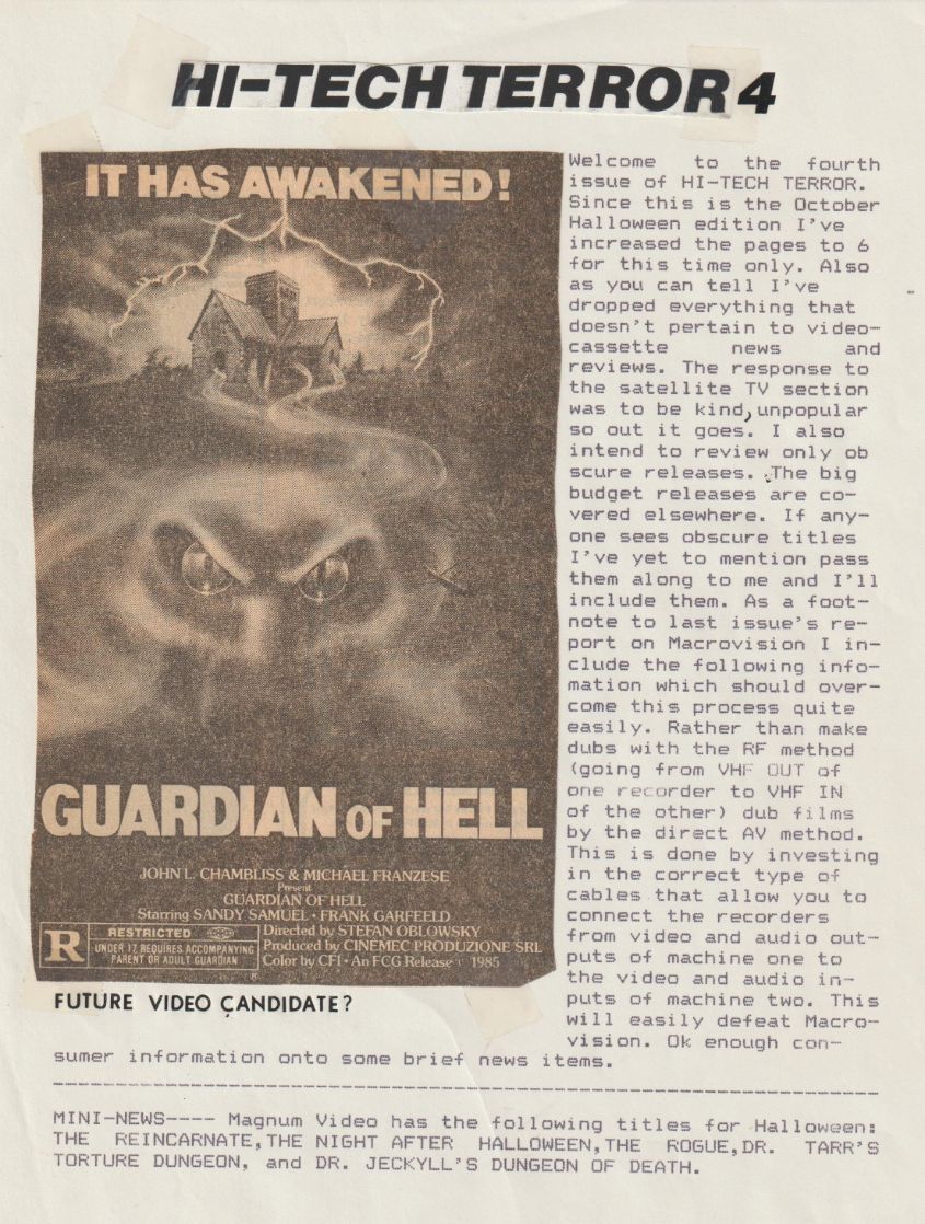 HI-TECH TERROR magazine side cover Issue 4   