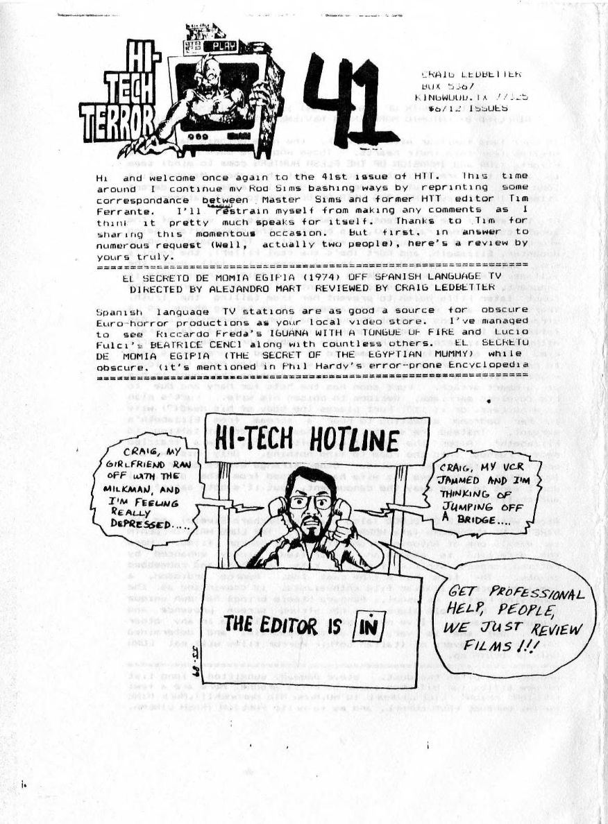 HI-TECH TERROR magazine side cover Issue 41   