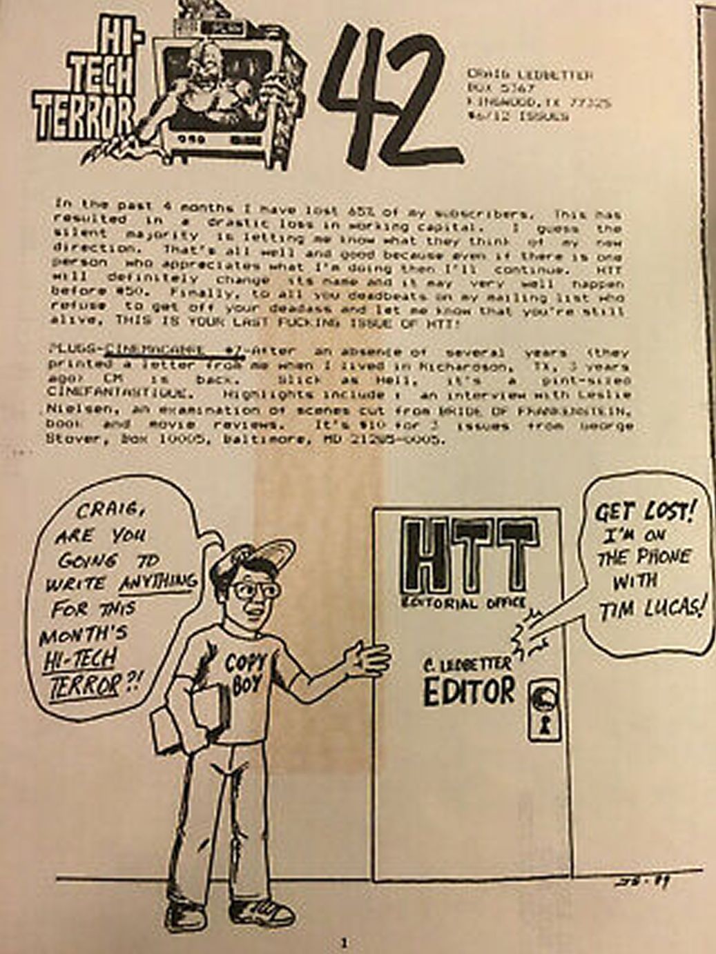 HI-TECH TERROR magazine side cover Issue 42   