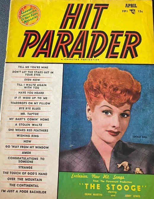 HIT PARADER magazine side cover  April 1954