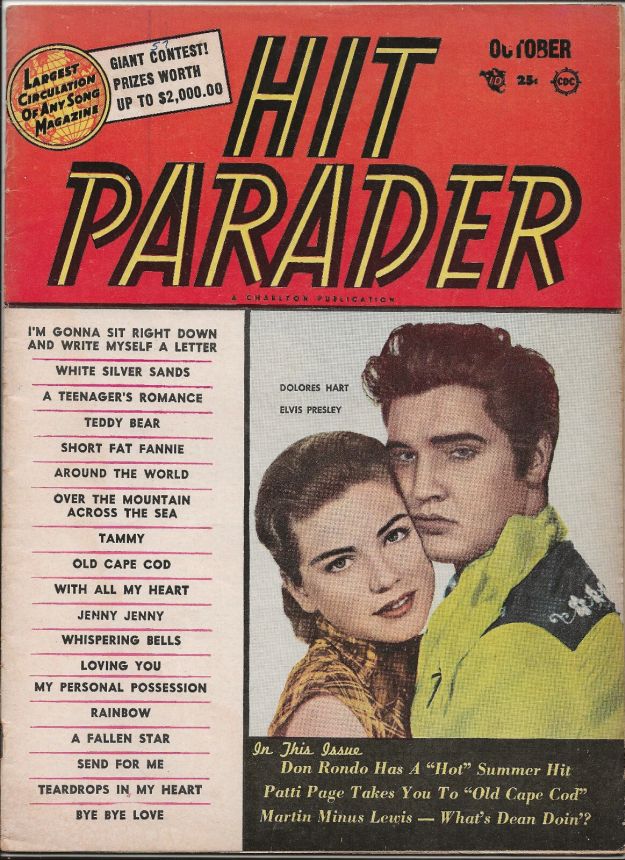 HIT PARADER magazine side cover  October 1957