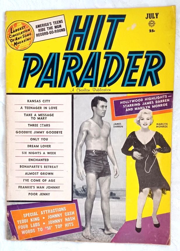 HIT PARADER magazine side cover  July 1959
