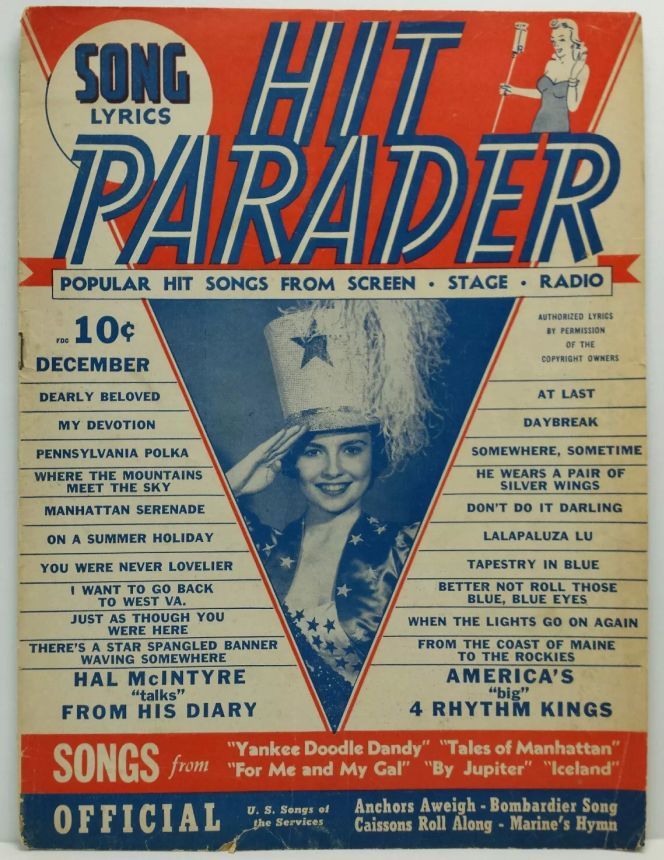 HIT PARADER magazine side cover Issue 2  December 1942