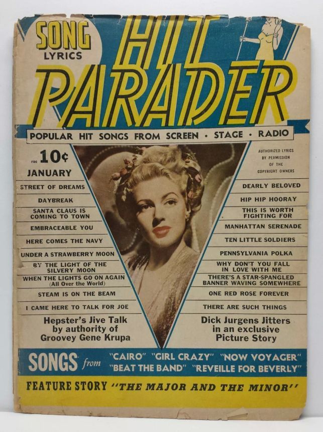 HIT PARADER magazine side cover  January 1943