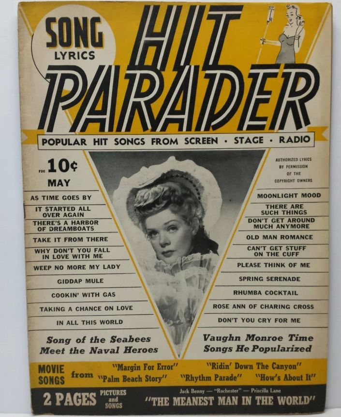HIT PARADER magazine side cover  May 1943