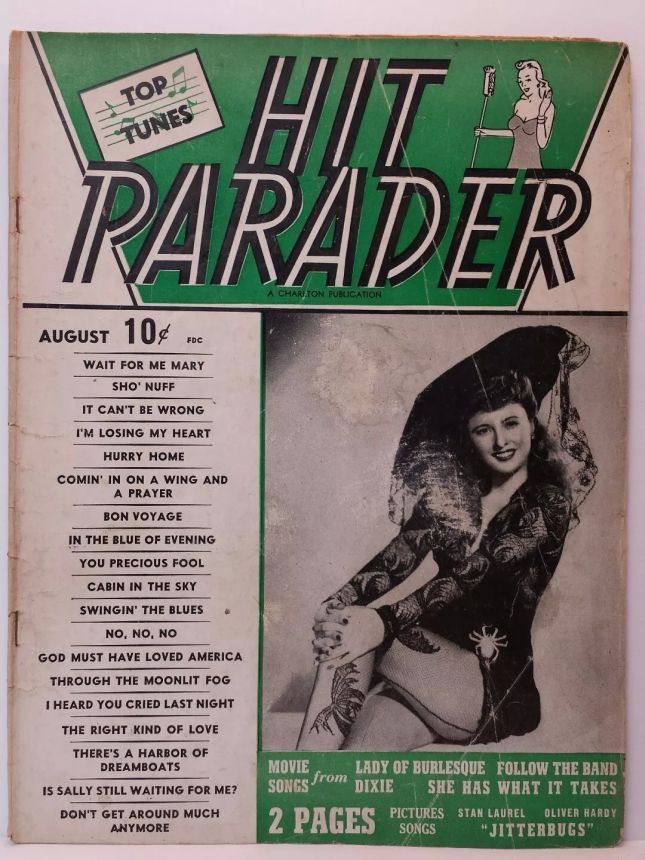 HIT PARADER magazine side cover  August 1943