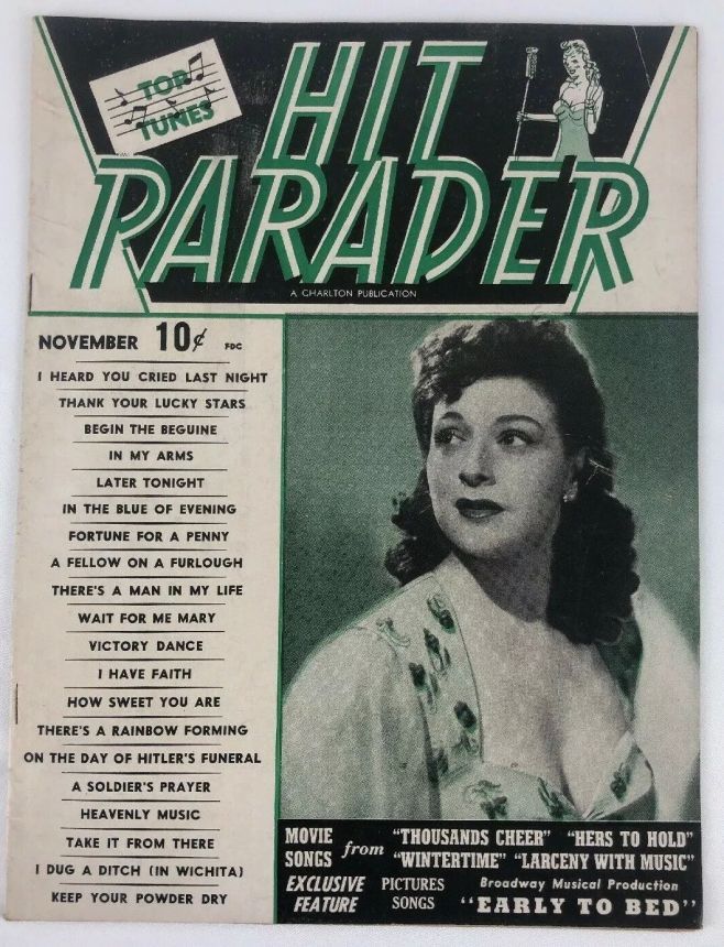 HIT PARADER magazine side cover  November 1943
