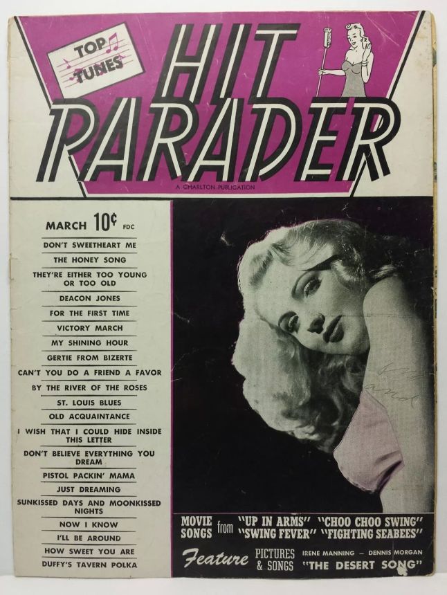 HIT PARADER magazine side cover  March 1944