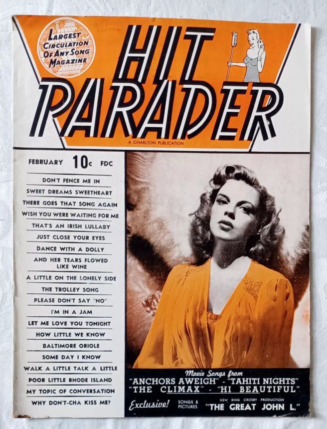 HIT PARADER magazine side cover  February 1945