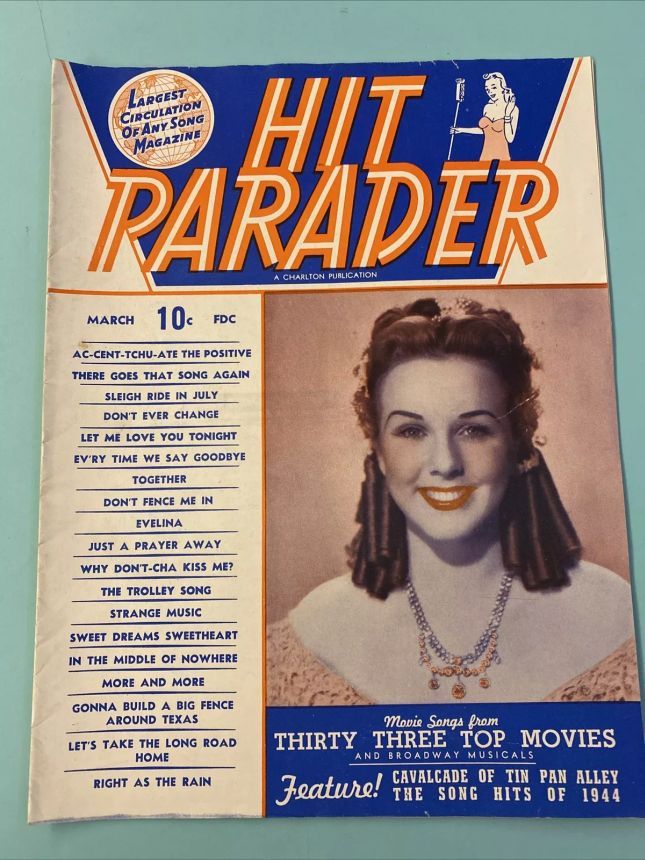 HIT PARADER magazine side cover  March 1945