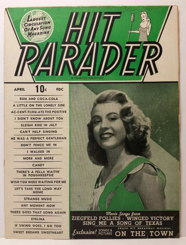 HIT PARADER magazine side cover  April 1945