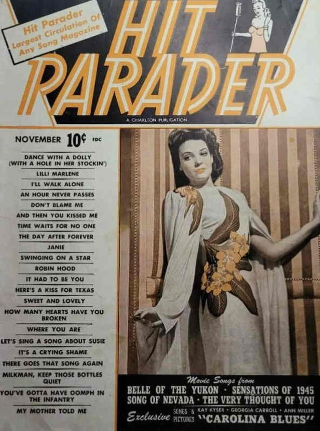 HIT PARADER magazine side cover  November 1945