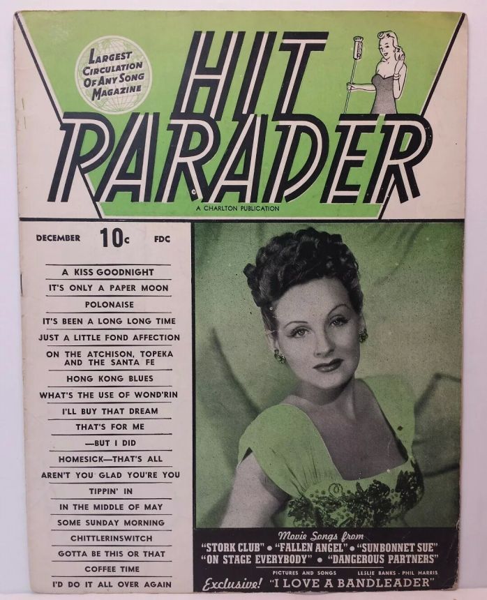 HIT PARADER magazine side cover  December 1945