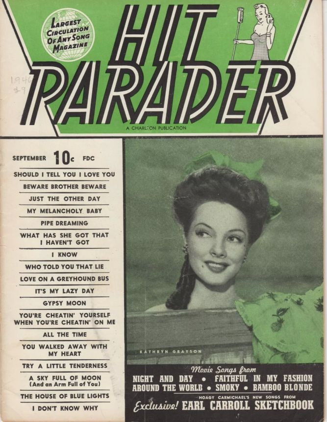 HIT PARADER magazine side cover  September 1946