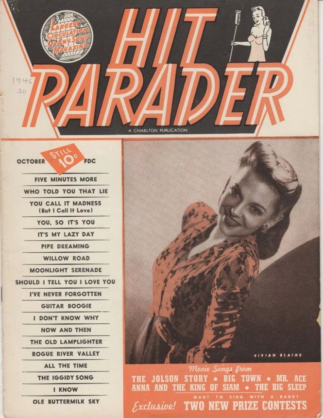 HIT PARADER magazine side cover  October 1946