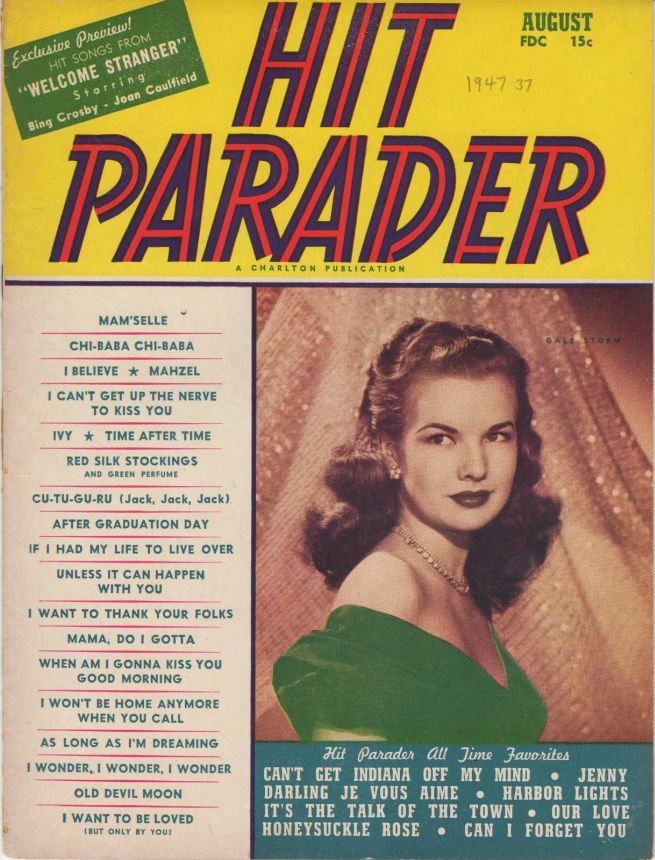 HIT PARADER magazine side cover  August 1947
