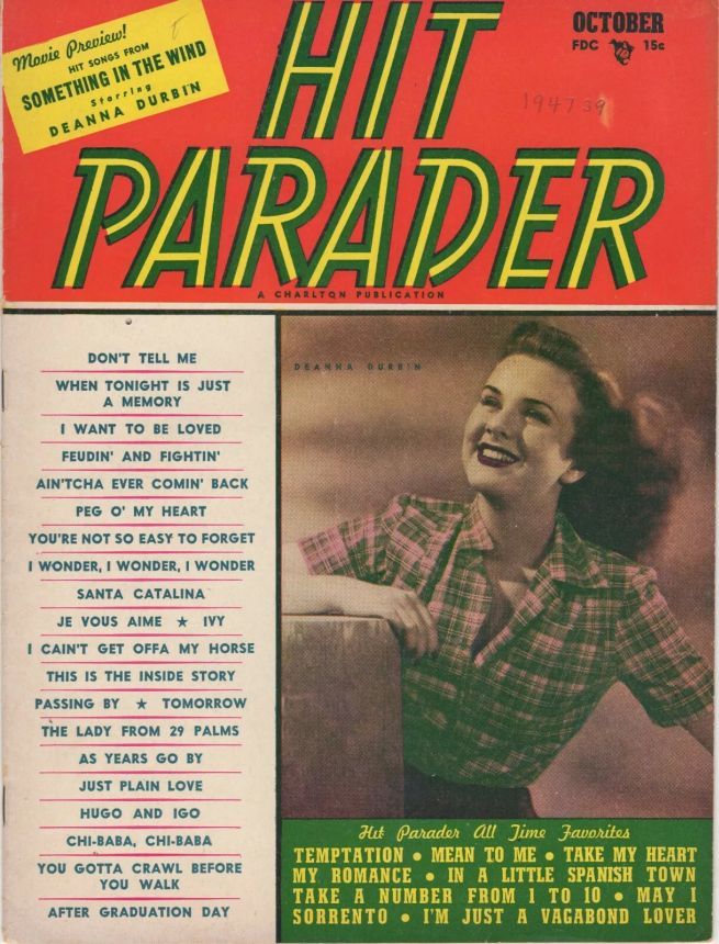 HIT PARADER magazine side cover  October 1947
