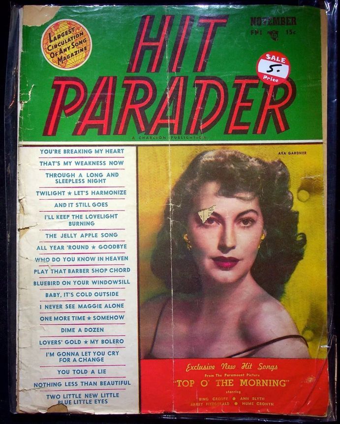 HIT PARADER magazine side cover  March 1951