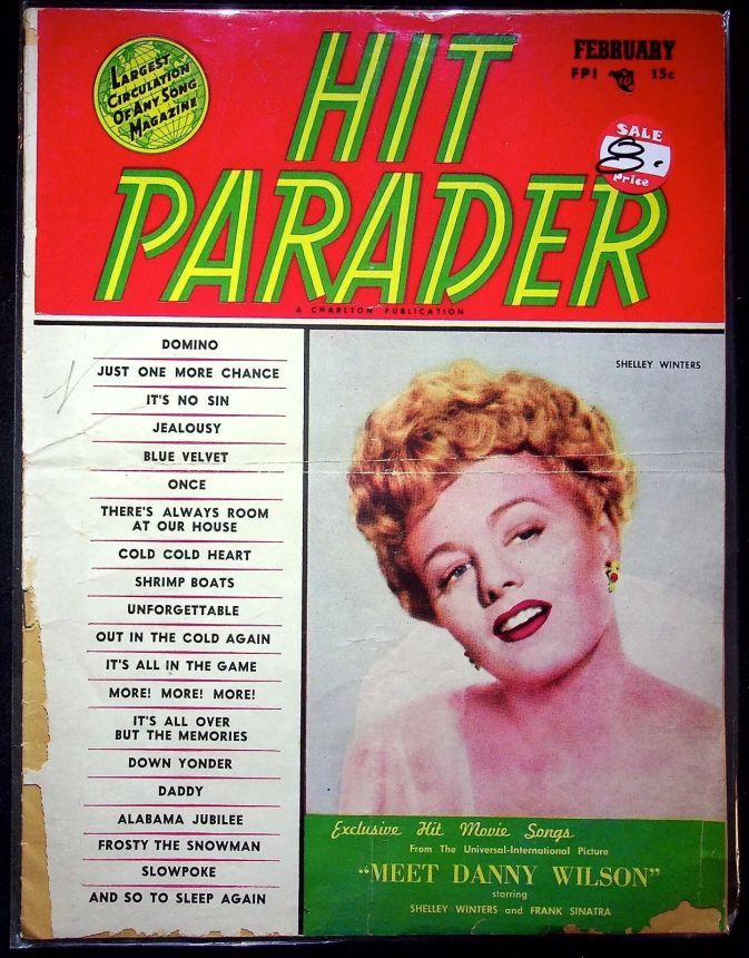 HIT PARADER magazine side cover  February 1952