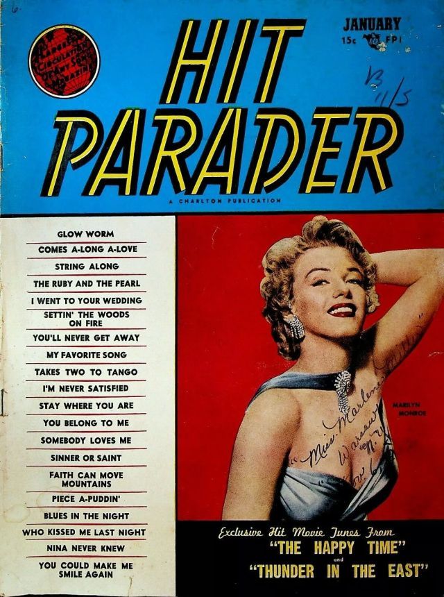 HIT PARADER magazine side cover  January 1953