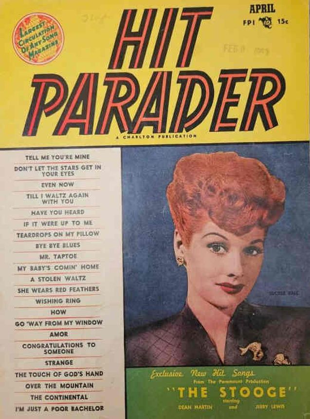 HIT PARADER magazine side cover  April 1953