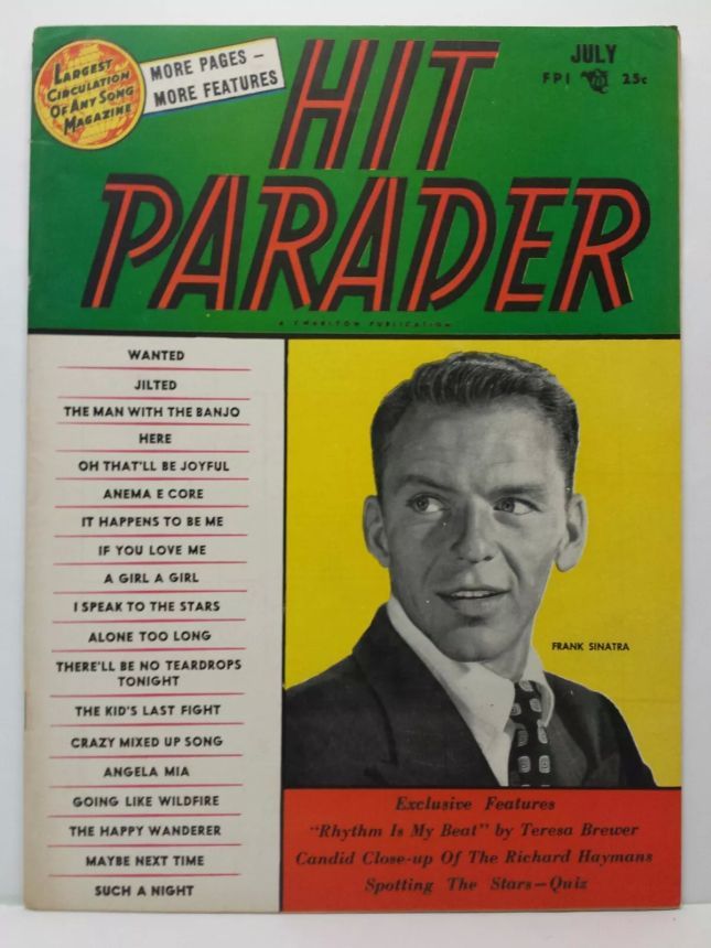 HIT PARADER magazine side cover  July 1954