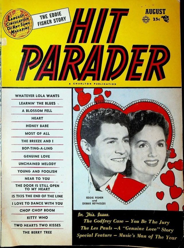 HIT PARADER magazine side cover  August 1955