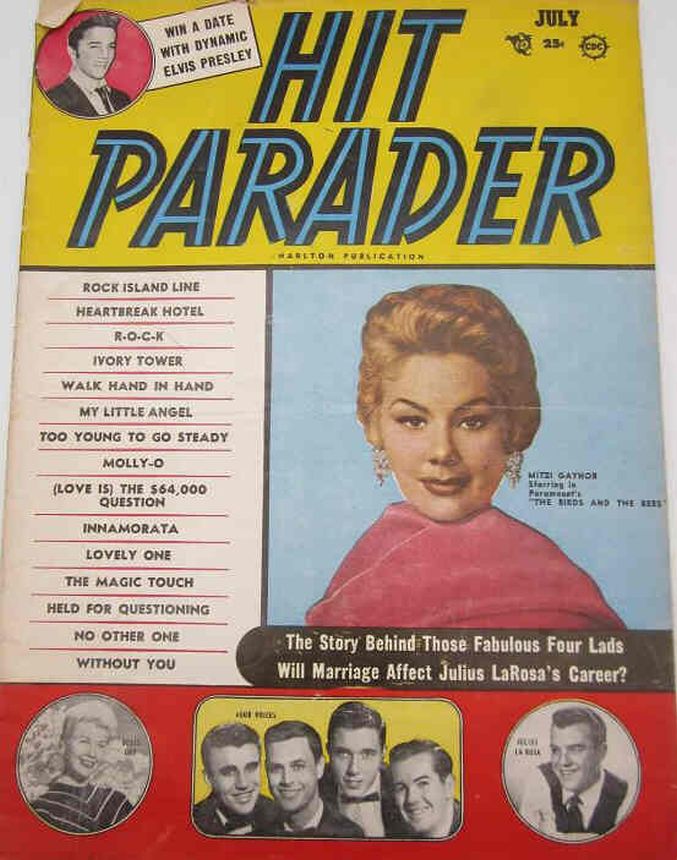HIT PARADER magazine side cover  July 1956