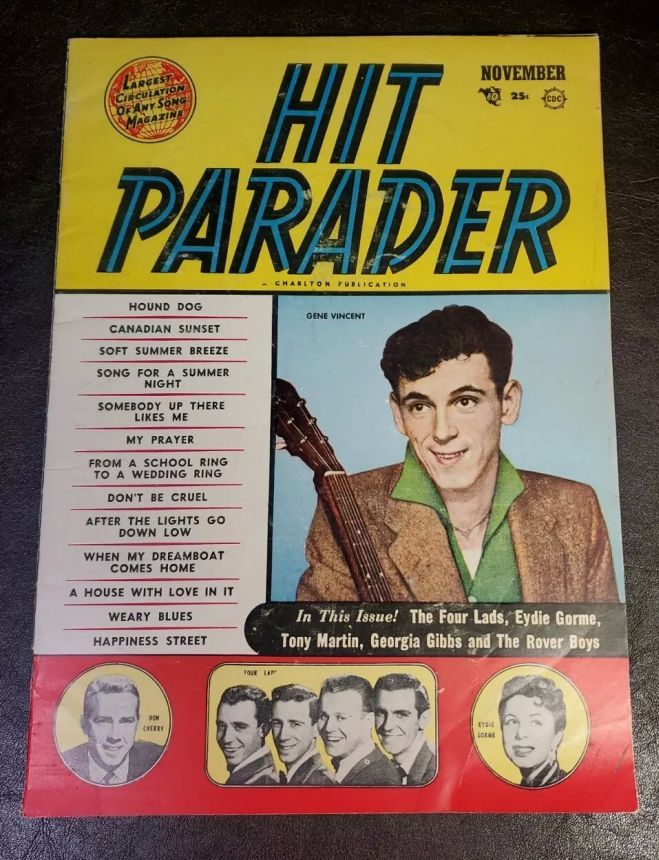 HIT PARADER magazine side cover  November 1956