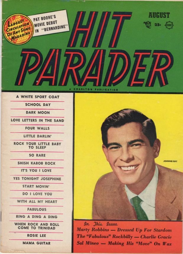 HIT PARADER magazine side cover  August 1957